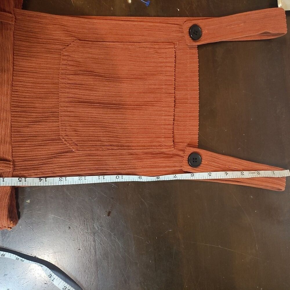 Cider Women's Small Corduroy Rust Brown Wide Leg Overalls Goth Granola Trending - Picture 9 of 11